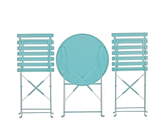 Conjunto de mesa dobrável e cadeiras de jardim Dalia em aço Azul Marino