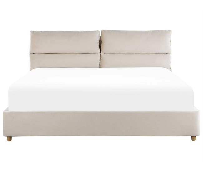 Beliani Cama baú Veludo BATILLY 194x224 Bege