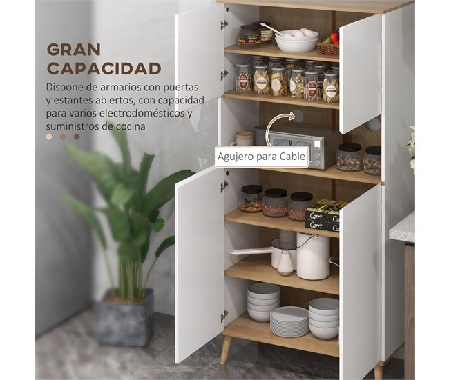 Armário de Cozinha Melamina de Madeira HOMCOM, casa - cozinha Branco