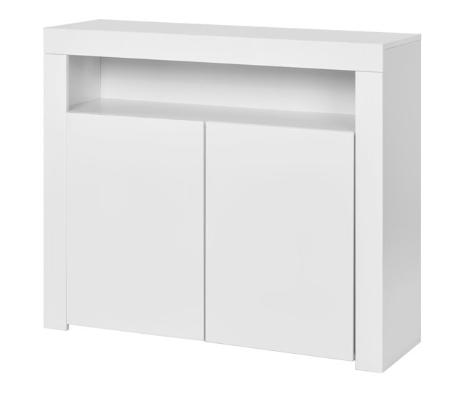 Aparador de painel de partículas com 2 portas Branco