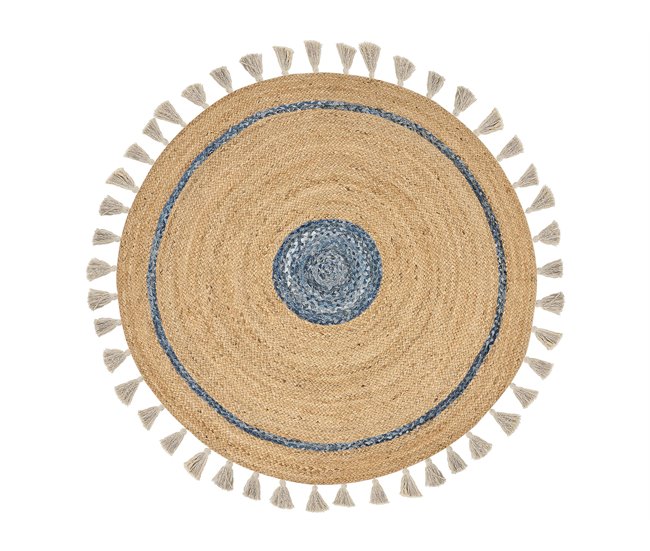 Beliani Entrelaçado OBAKOY 140x140 Azul