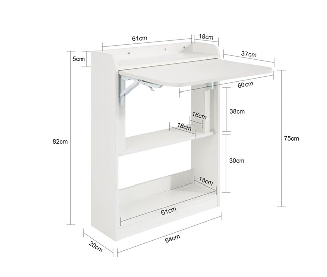 Mesa de secretária dobrável FWT92-W SoBuy Branco
