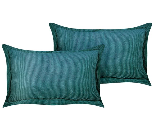 Conjunto de almofadas decorativas ZINNIA Beliani 47x27 Azul/ Verde