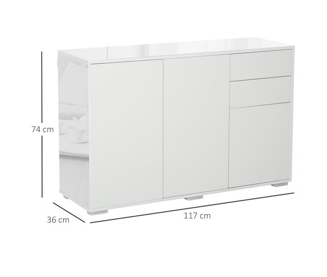 Aparador Sala de Estar Melamina de Madeira HOMCOM 117 Cru