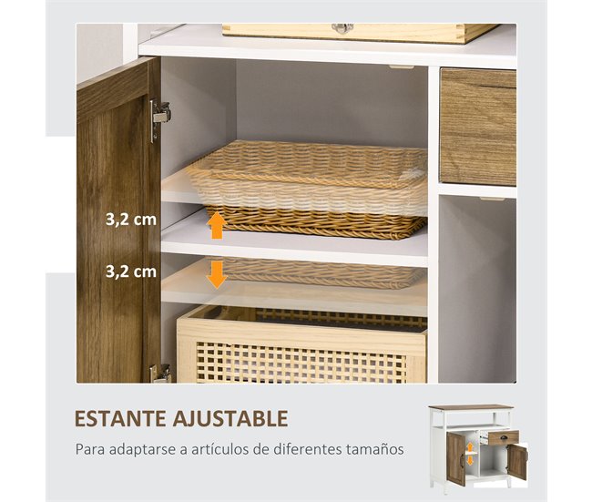 Aparador Melamina de Madeira HOMCOM, casa - cozinha Cinza