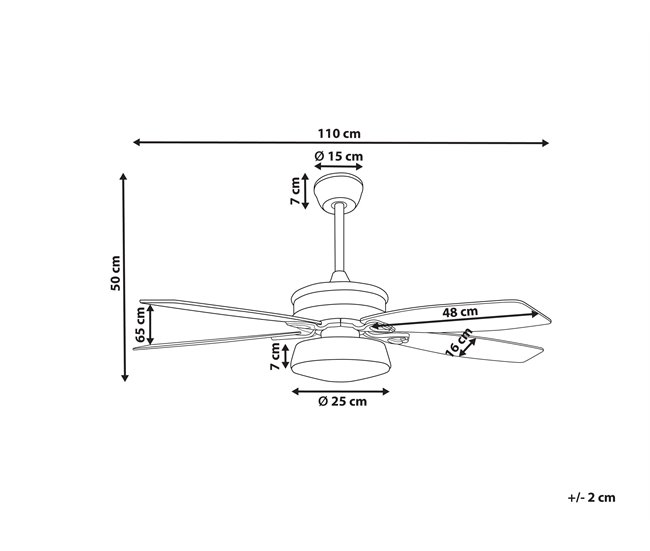 Beliani Lâmpada de teto com ventilador LOGAN Branco