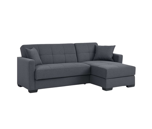 Sofá-cama layn chaise longue com armazenamento e estrutura de madeira