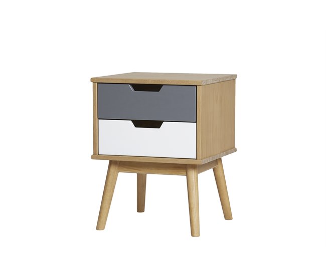 Mesa de cabeceira com 2 gavetas VITA Carvalho