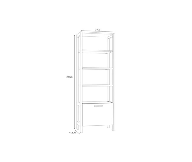 Estante VERONA com 4 aberturas branco e madeira Branco/ Madeira