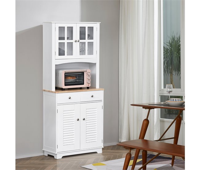 Armário de cozinha auxiliar MDF, Madeira de Borracha HOMCOM 68 Branco