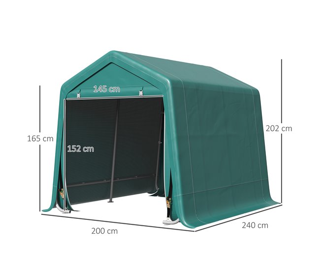 Abrigo de Exterior Metal e Tecido PE Outsunny Verde