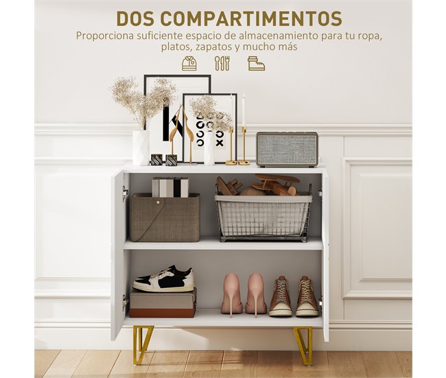 Aparador Melamina de Madeira e Metal HOMCOM Branco