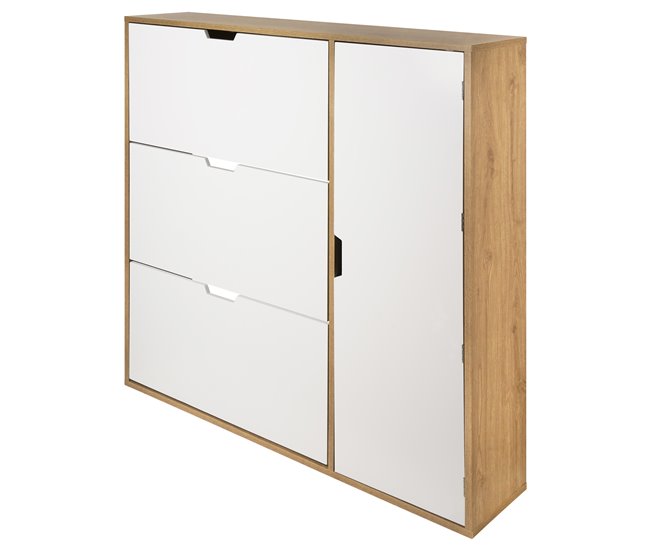 Sapateira MONTBLANC 112x105x23,5cm carvalho e cor branca Branco