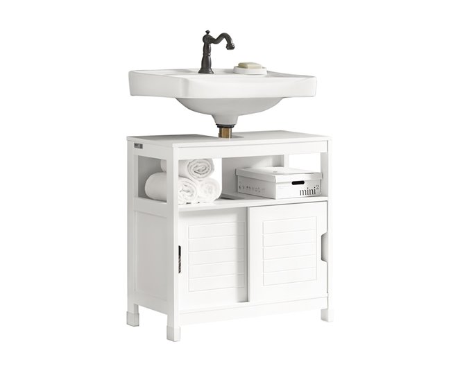 Armário debaixo do lavatório FRG128-SG SoBuy 60 Branco