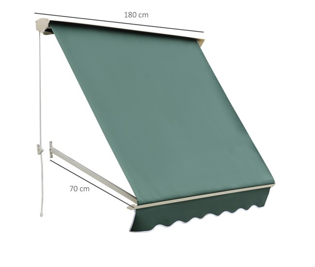 Toldo Manual Retrátil Aluminio e Poliéster Outsunny 180x70 Verde