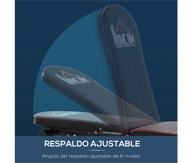 Banco Tubo de aço, PU HOMCOM, desportos e lazer - musculação Preto
