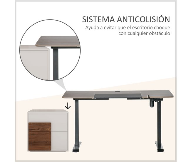 Secretária Elétrica de Pé Metal, Melamina de Madeira Vinsetto 140x70 Preto