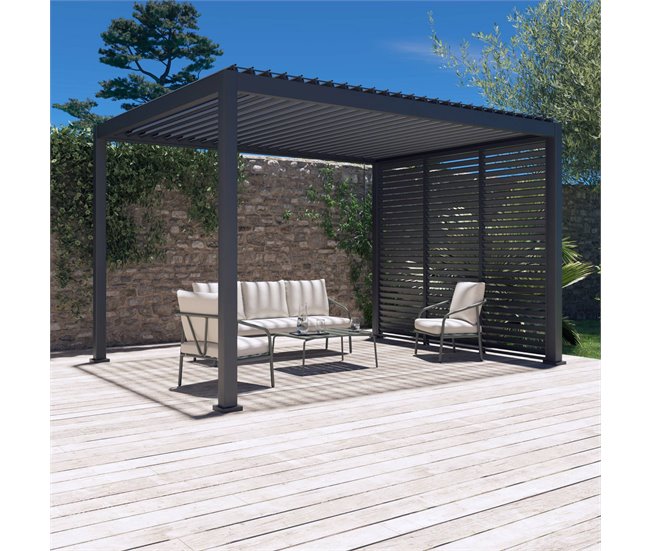 Pérgola bioclimática de alumínio + 3 persianas, Triomphe 400x300 Branco