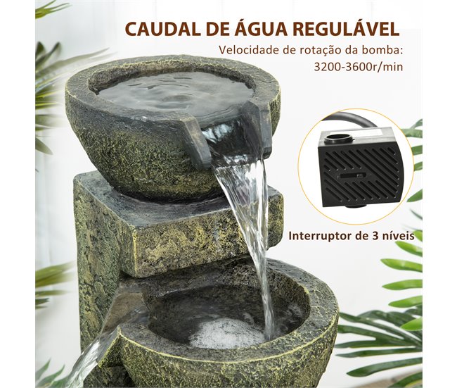 Fonte de Água em Cascata Resina Outsunny Multicor