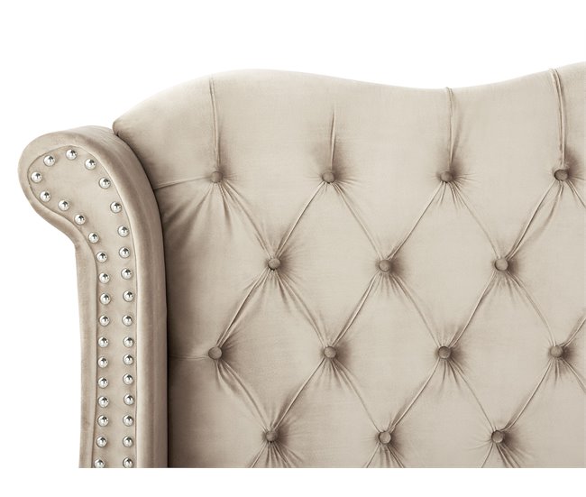 Beliani Cama com estrado Veludo AYETTE 225x215 Bege
