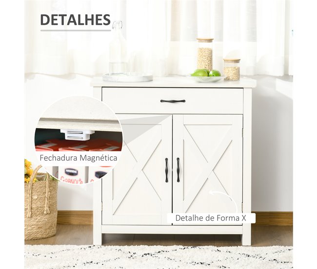 Aparador MDF, Melamina de Madeira HOMCOM Branco