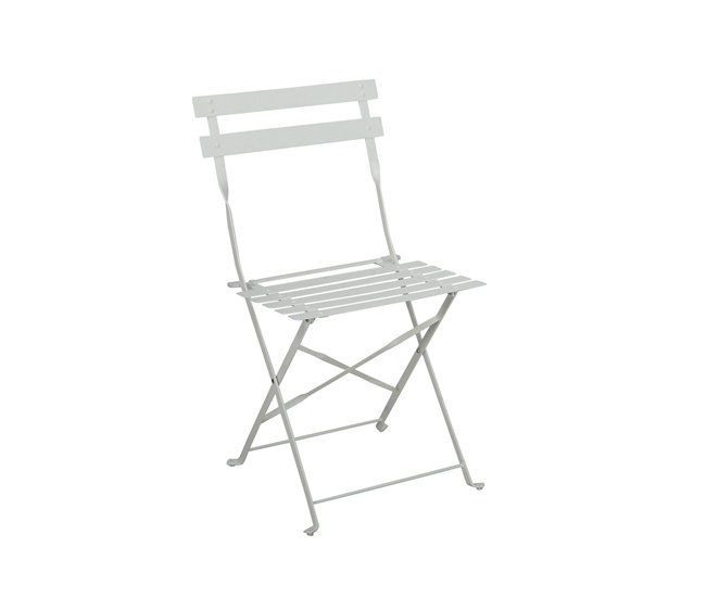 Conjunto de terraço metálico dobrável com 2 cadeiras e mesa quadrada Bistreau O91 Branco