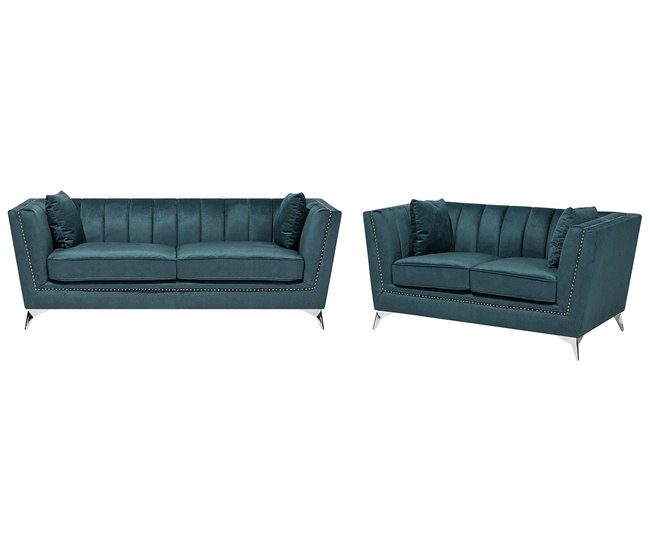 Beliani Conjunto de sofás GAULA Azul/ Verde