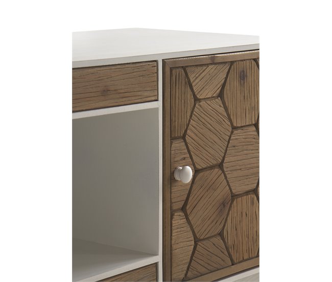 Mesa de televisão Balu de madeira de freixo Branco