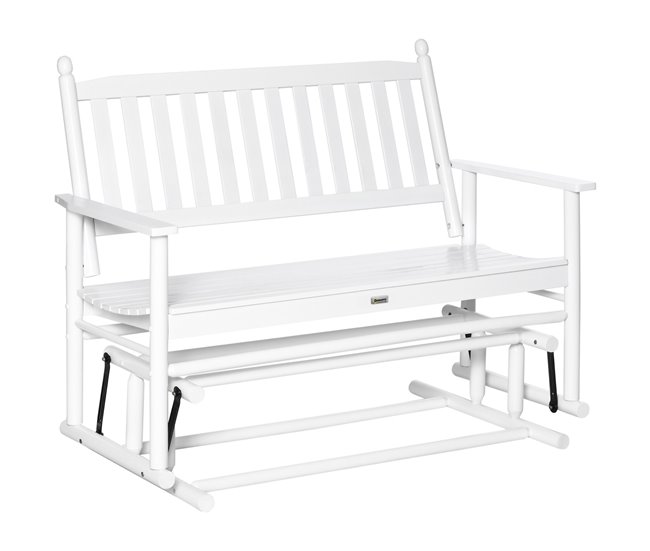 Banco Baloiço Jardim madeira de Álamo Outsunny 125x68 Branco