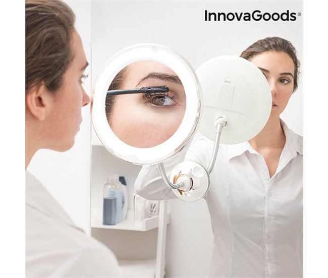 Espelho de Aumento LED com Braço Flexível e Ventosa IG814786 Branco