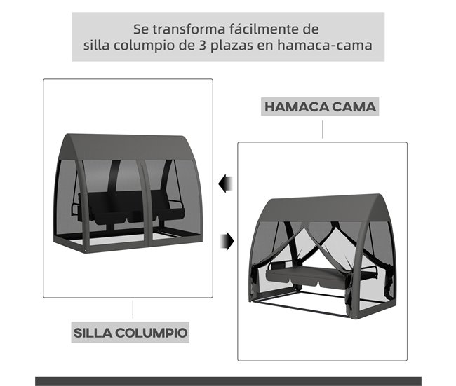 Baloiço de 3 Lugares Cinza