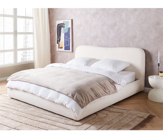 Beliani Cama baú Bouclé BLAGNAC 200x228 Bege