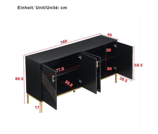 Aparador com 4 portas 160 Preto