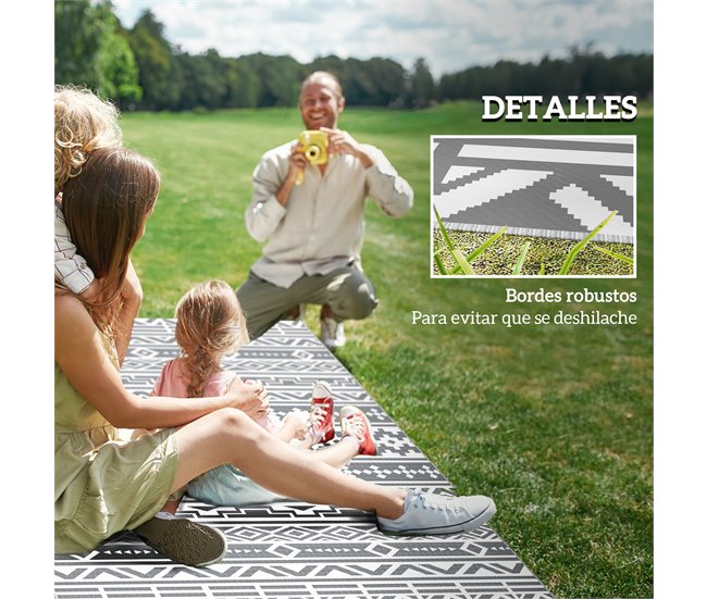 Tapete de Exterior Polipropileno Outsunny Cinza