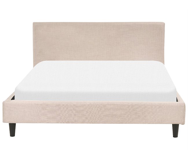Beliani Cama com estrado Poliéster FITOU 150x214 Areia