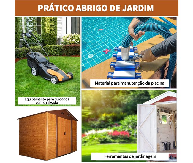 Abrigo de Exterior Aço e Polipropileno Outsunny Madeira