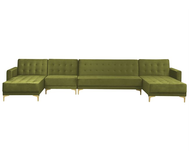 Beliani Sofá-cama Veludo ABERDEEN Verde