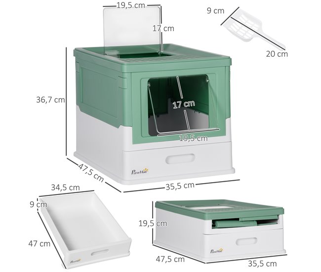 Caixa de Areia para Gatos PP PawHut Verde
