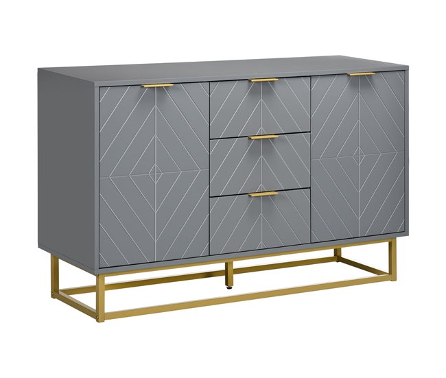 Aparador MDF e Metal HOMCOM, casa - móveis de armazenamento Cinza