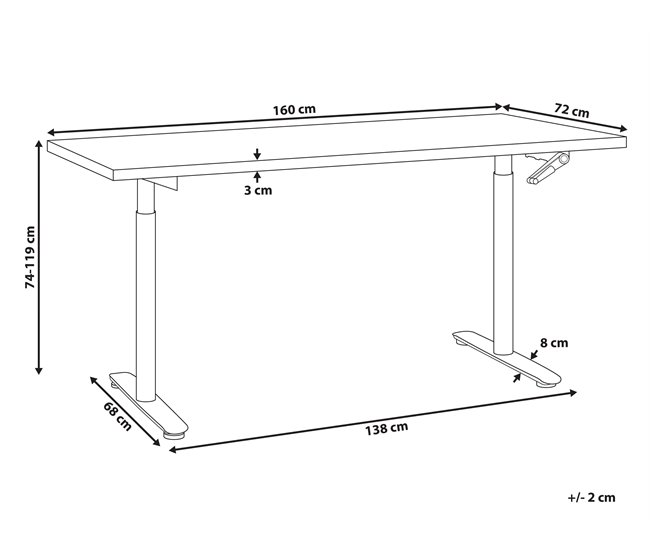 Beliani Secretária ajustável DESTIN IV 160x72 Branco