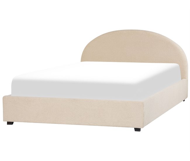 Beliani Cama com armazenamento Bouclé VAUCLUSE 194x214 Bege