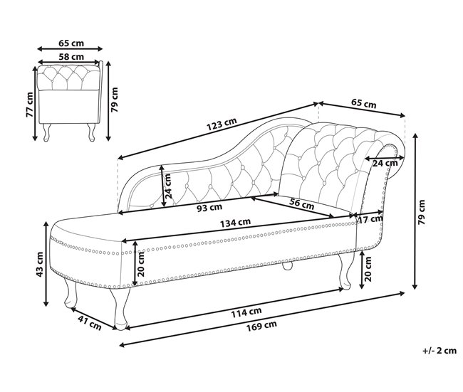 Beliani Chaise longue versão à direita Veludo NIMES Verde