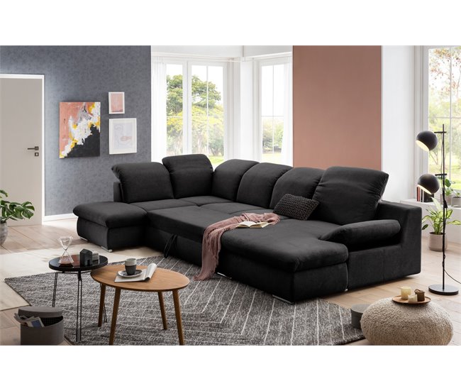Sofá de canto ISONA com cama Antracite