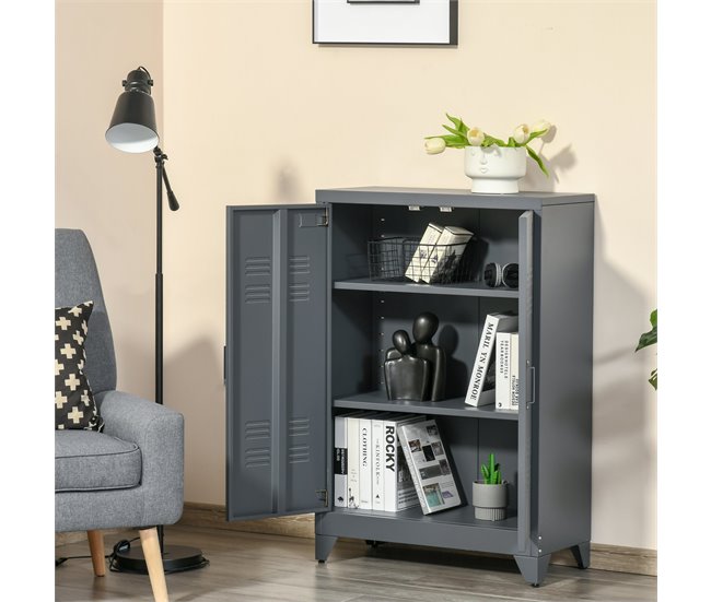 Armário de Metal Metal HOMCOM Cinza