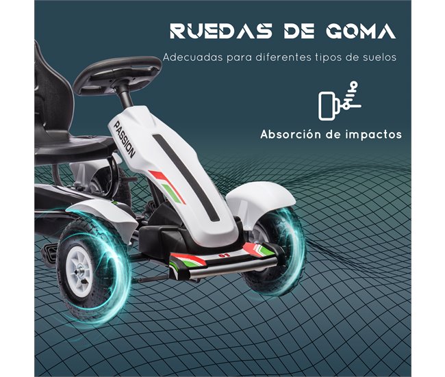 Kart a Pedais PP e Metal HOMCOM Branco