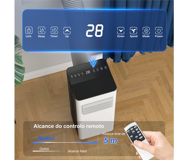 Ar Condicionado Portátil Plástico ABS, Aço e Alumínio HOMCOM Branco