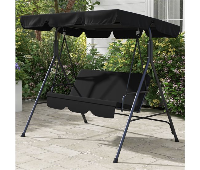 Baloiço de Jardim Poliester e Aço Outsunny Preto