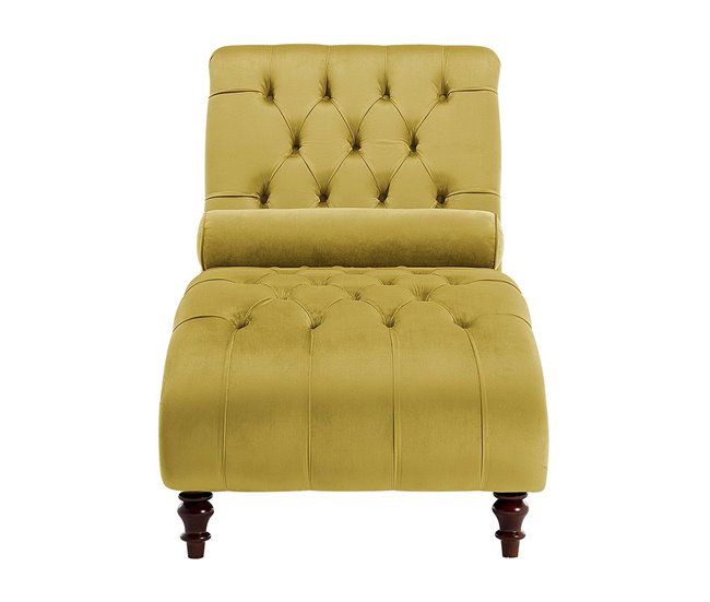 Beliani Chaise longue Terciopelo MURET Bege
