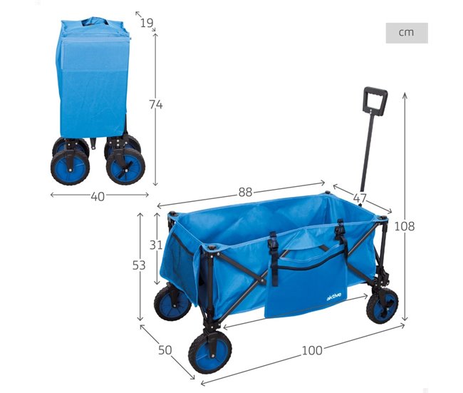 Aktive Carrinho de praia dobrável Azul