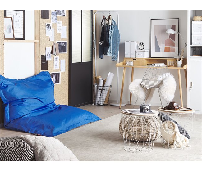 Beliani Pufe grande FUZZY Azul